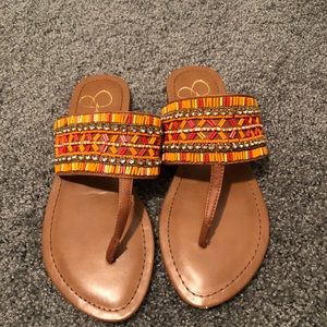 Jessica Simpson Orange Beaded Sandals